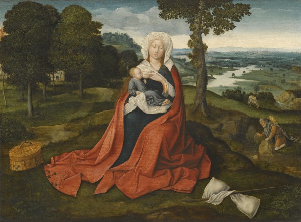 Virgin and Child in beautiful landscape by Hans Memling